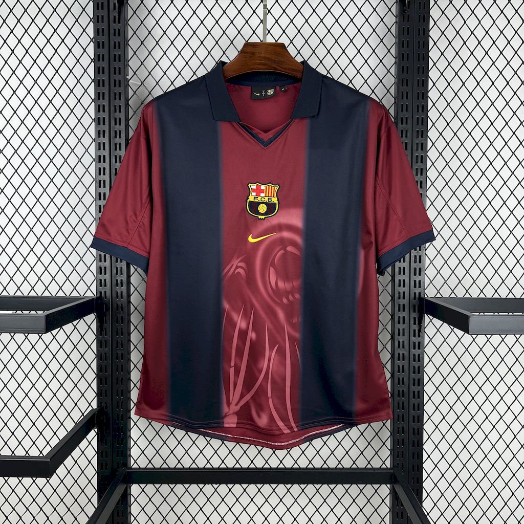 Men’s Barcelona Hot Sale 2000/01 Retro Home Skeleton Jersey