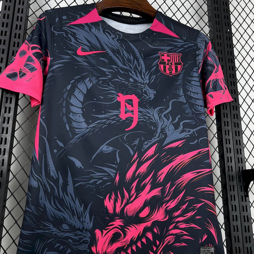 Men’s Barcelona 2025/26 Black-Red Dragon Edition Jersey