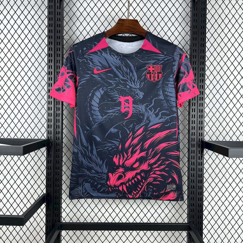 Men’s Barcelona 2025/26 Black-Red Dragon Edition Jersey