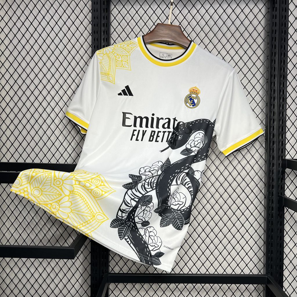 Men's Real Madrid 2024/25 White and Black Mamba special edition Jersey
