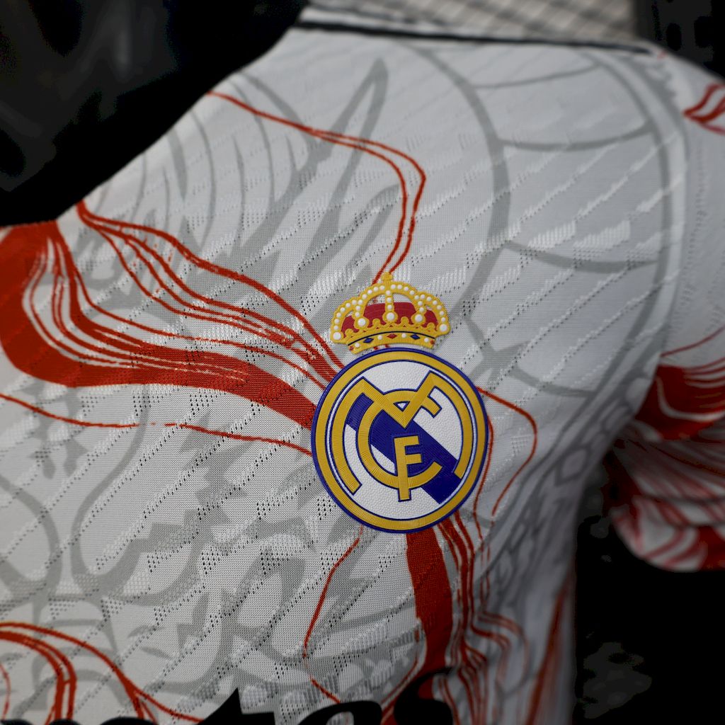 Men’s Real Madrid 2025/26 Player White Black Dragon special edition Jersey