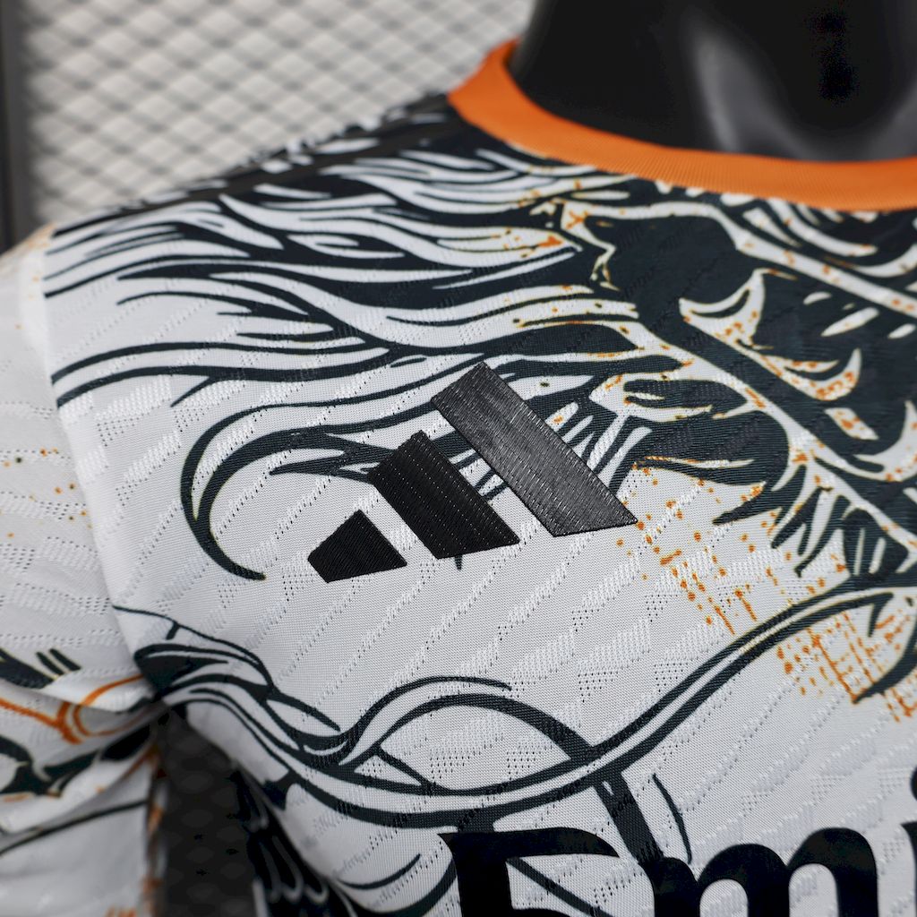 Men's Real Madrid 2025/26 Player Black and white dragon version Jersey