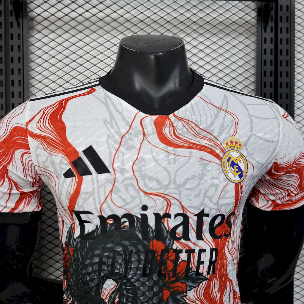 Men’s Real Madrid 2025/26 Player White Black Dragon special edition Jersey
