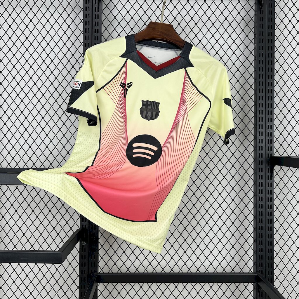 Men’s Barcelona 2025/26 Fan yellow pink special edition Jersey (With Champions League)