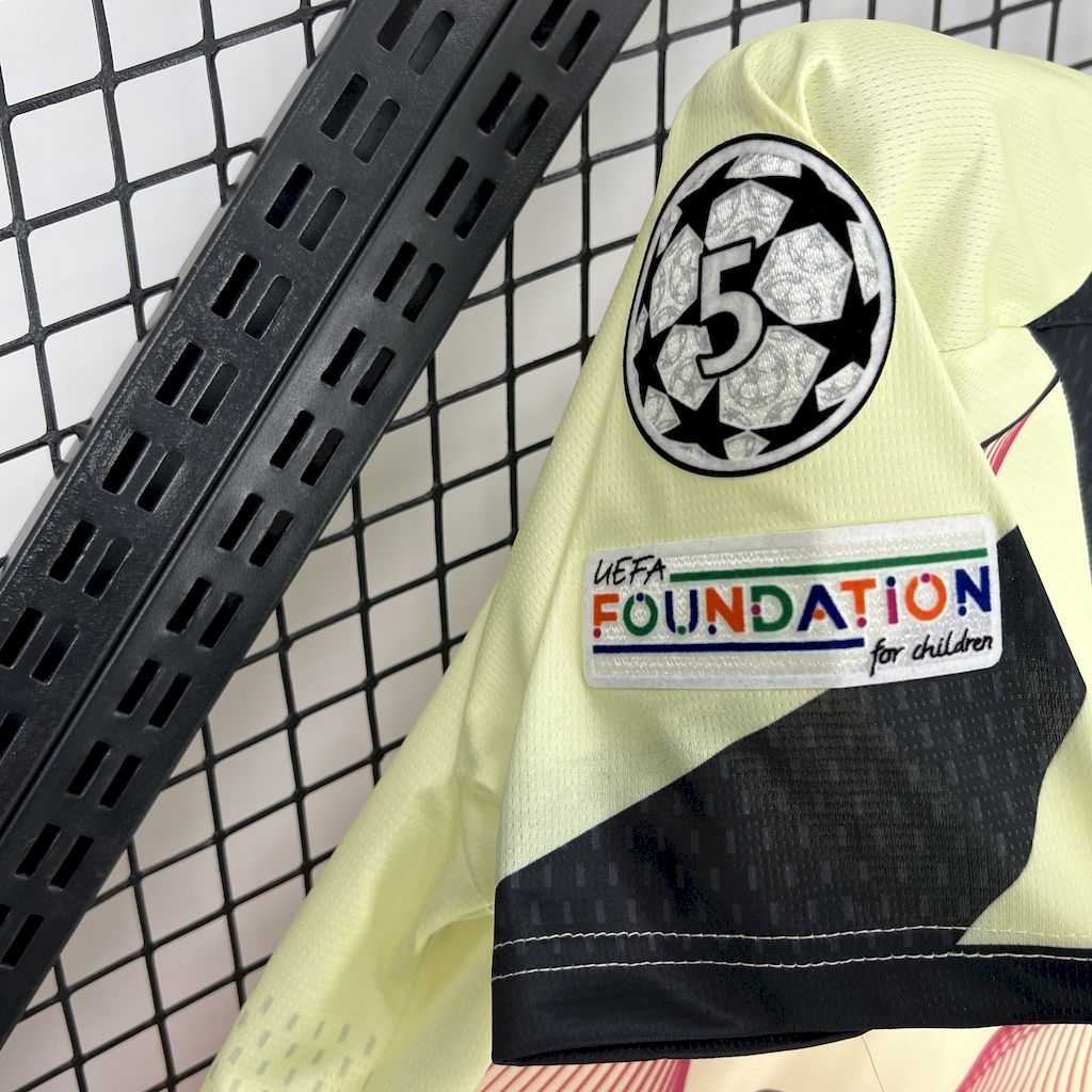 Men’s Barcelona 2025/26 Fan yellow pink special edition Jersey (With Champions League)