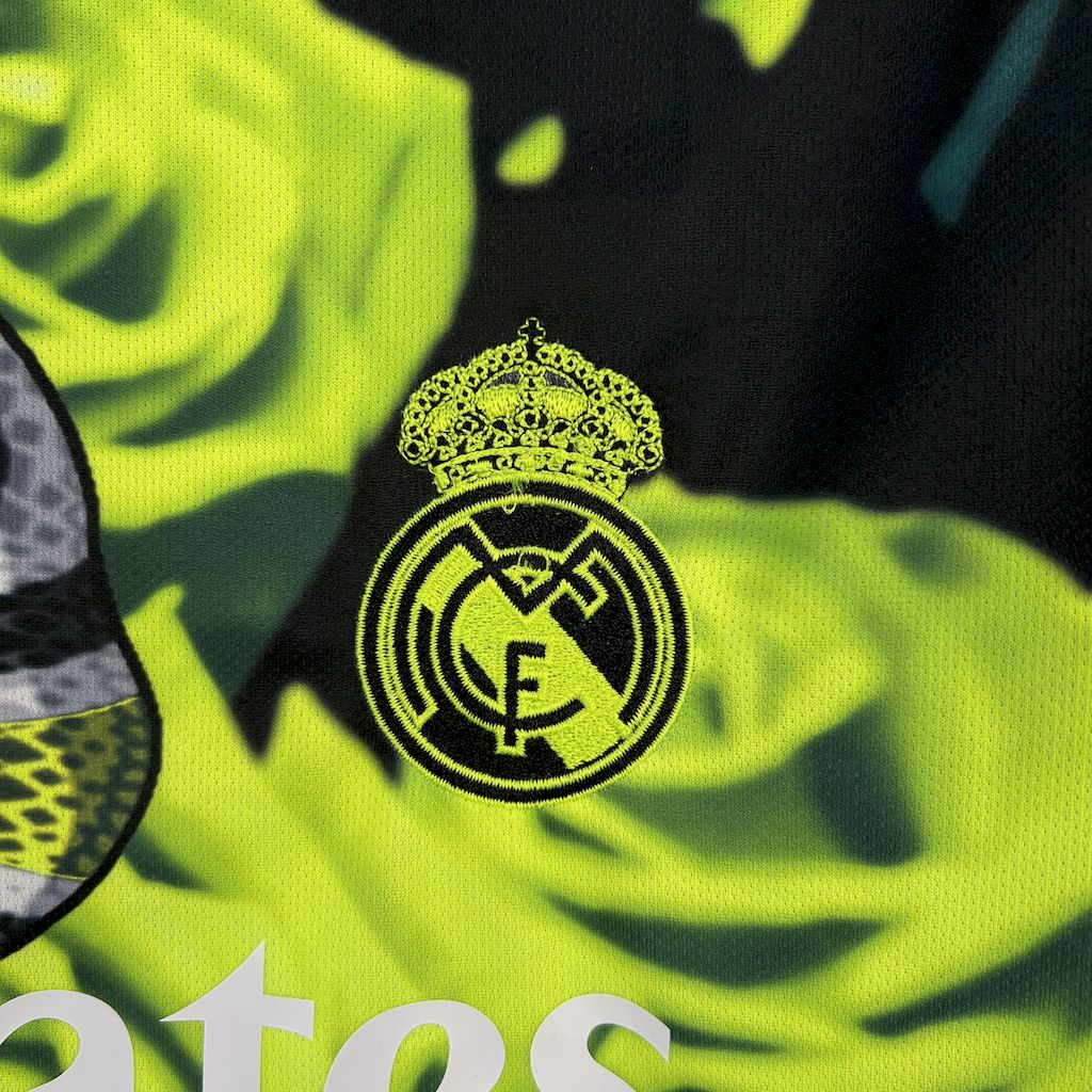 Men’s Real Madrid 2025/26 Fan Green Rose Bamboo Leaf Green Jersey