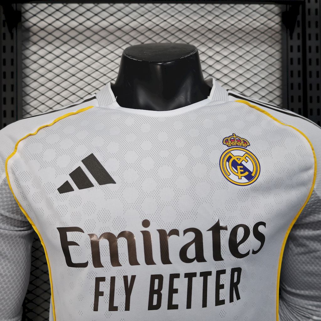 Men’s Real Madrid 2025/26 Player Home Long Sleeves Jersey
