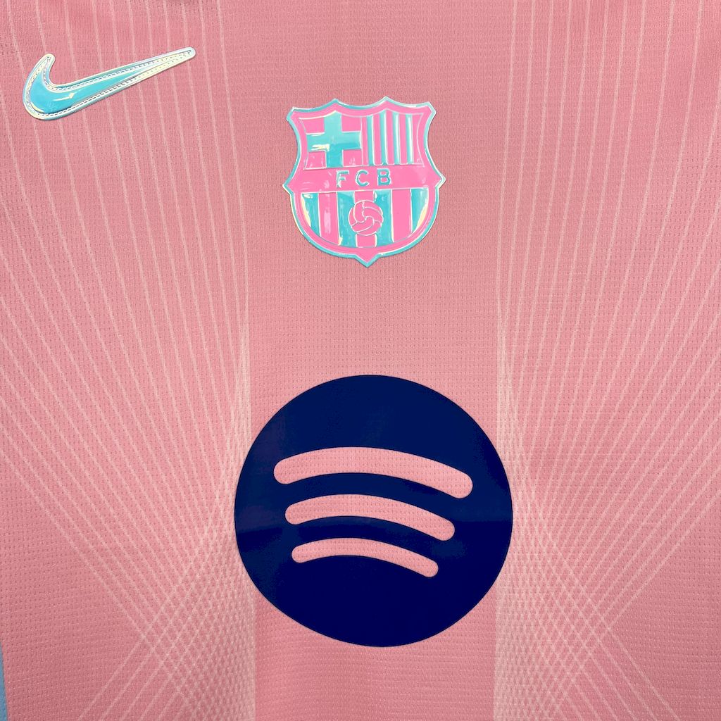 Men’s Barcelona 2025/26 Fan pink special edition Jersey (With Champions League)
