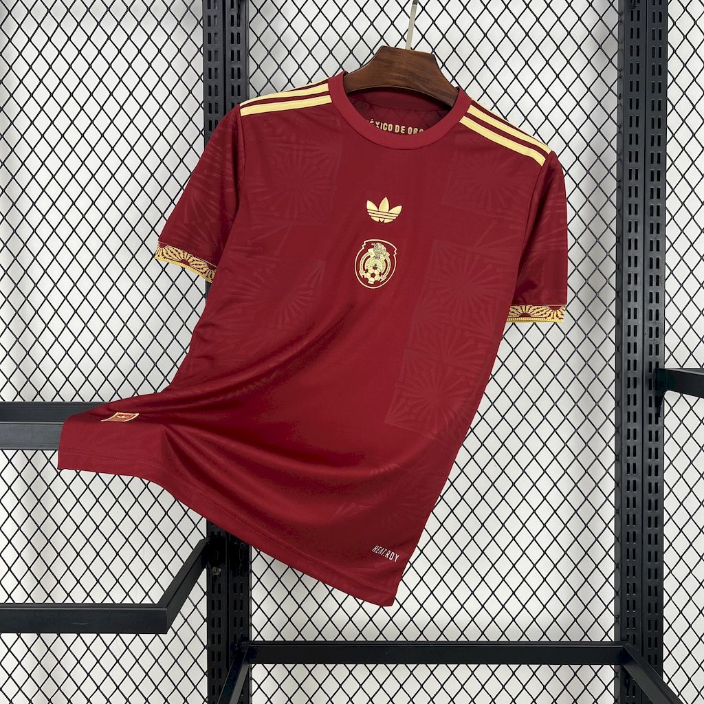 Men's Mexico 2025/26 Gold - Red Jersey