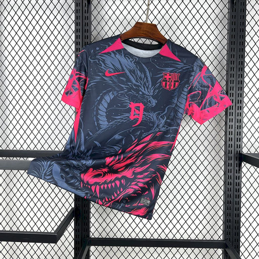 Men’s Barcelona 2025/26 Black-Red Dragon Edition Jersey
