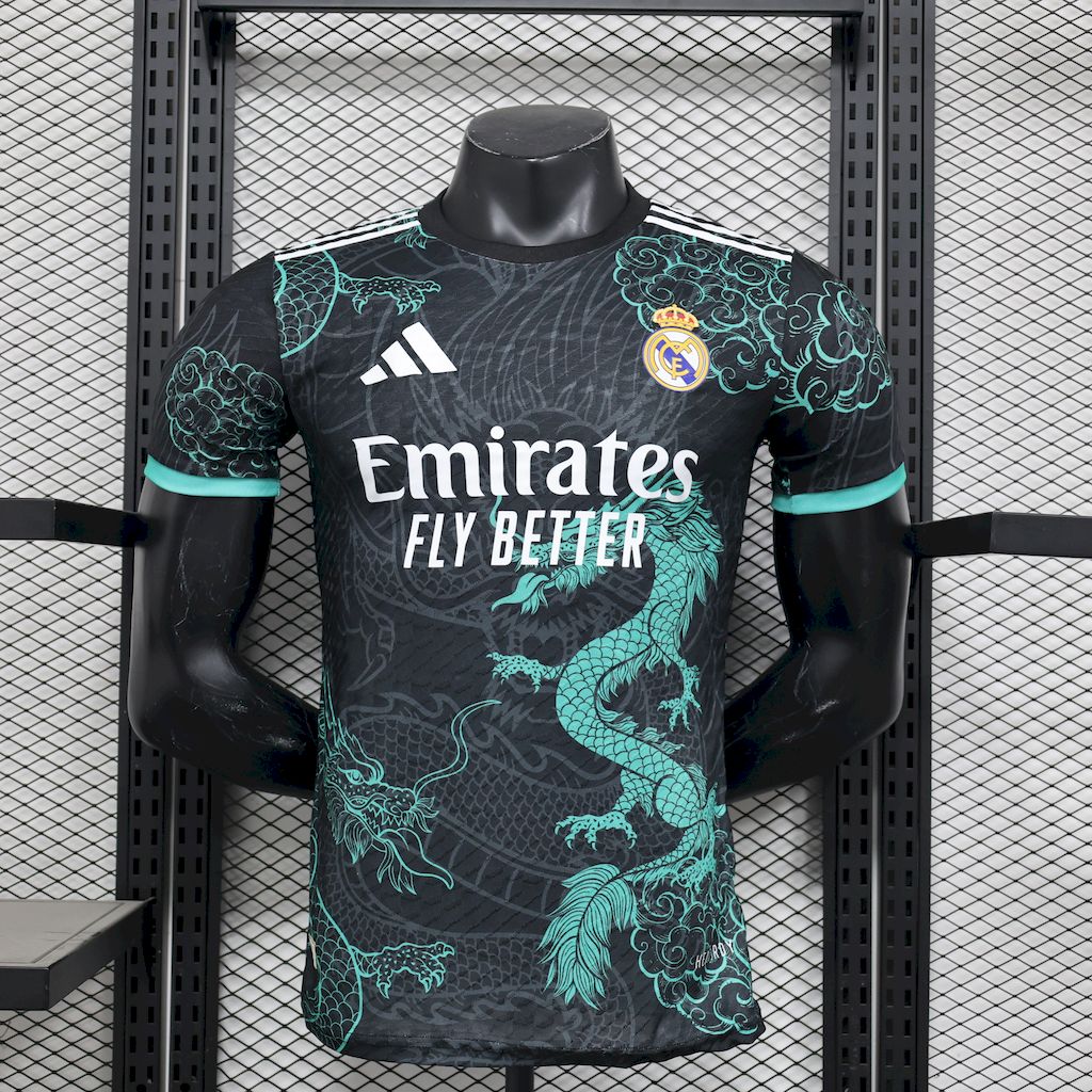 Men’s Real Madrid 2025/26 Player Black Green Dragon Edition Jersey