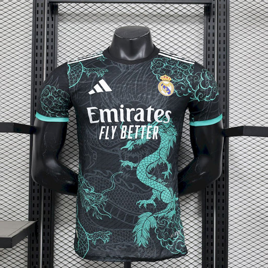 Men’s Real Madrid 2025/26 Player Black Green Dragon Edition Jersey
