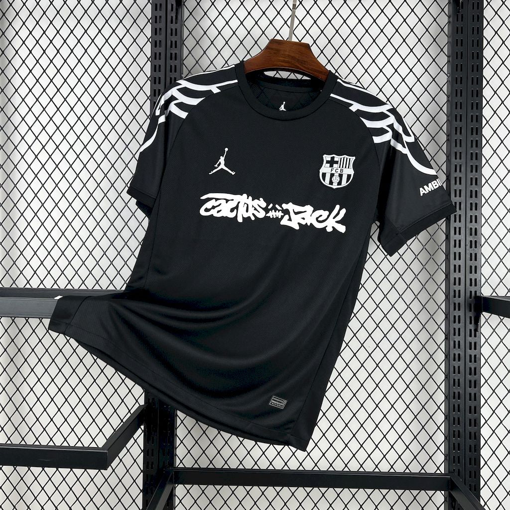 Men’s Barcelona 2024/25 Fan Travis Scott Edition Black Special Edition Jersey