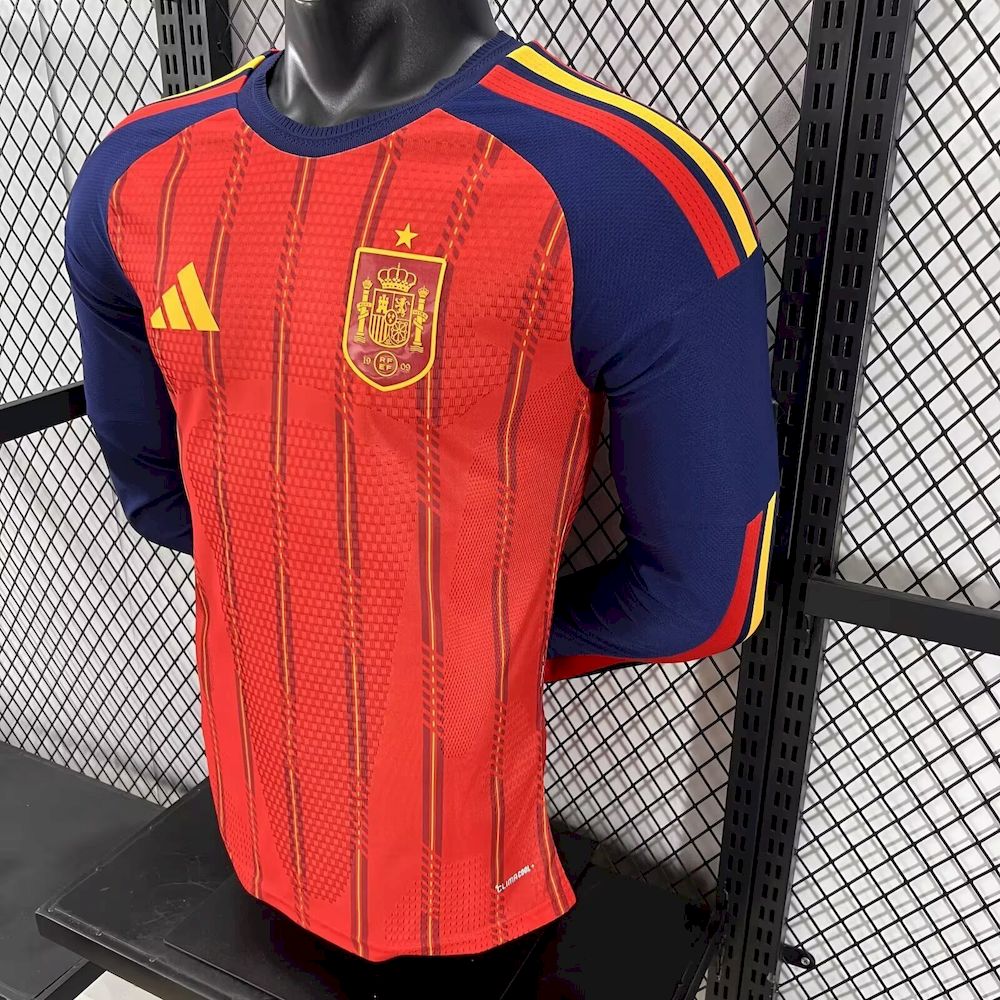 Mens Spain 2026 World Cup Home Long Sleeve Jersey Player Version - Image 2