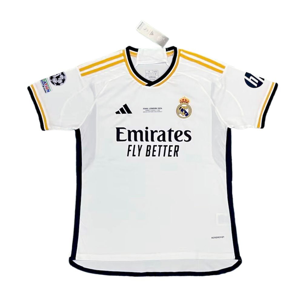 Men's Real Madrid 2023/24 Fan Home Champions League Champions Jersey