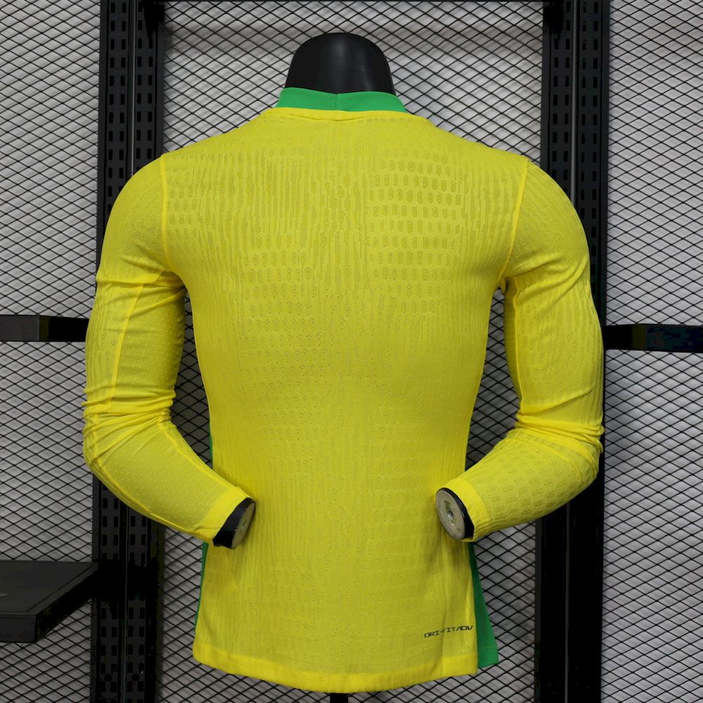 Men's Brazil 2025/26 Player Home Long Sleeve Jersey