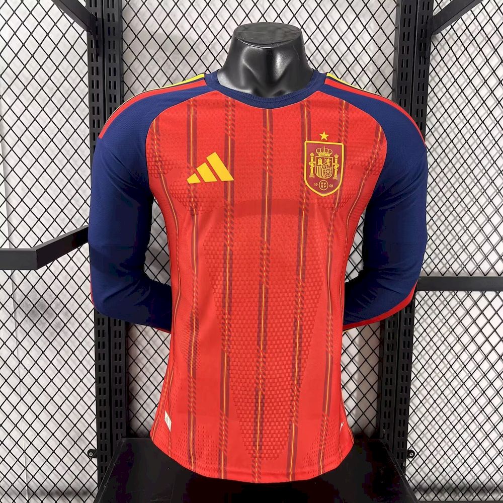 Mens Spain 2026 World Cup Home Long Sleeve Jersey Player Version - Image 5