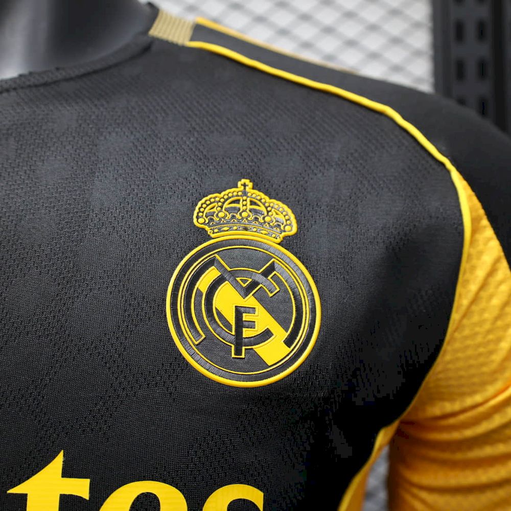Men's Real Madrid 2025/26 Player Black and Yellow Special Jersey