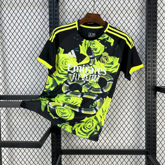 Men’s Real Madrid 2025/26 Fan Green Rose Bamboo Leaf Green Jersey
