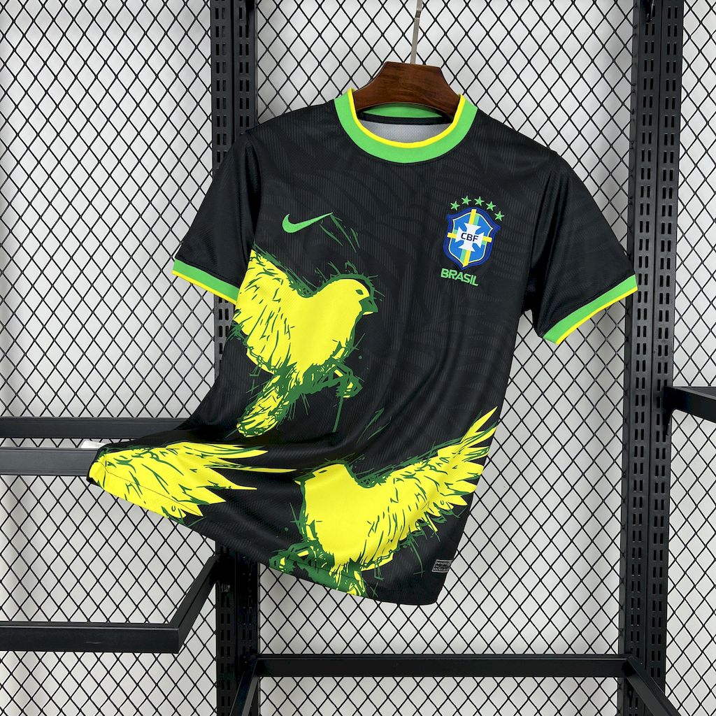 Men's Brazil 2025/26 Dove Edition Black Jersey