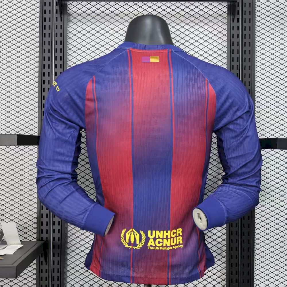 Men’s Barcelona 2025/26 Home Player Long Sleeves Jersey