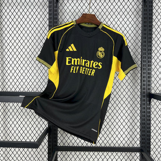 Men's Real Madrid 2025/26 Fan Black and yellow special edition Jersey