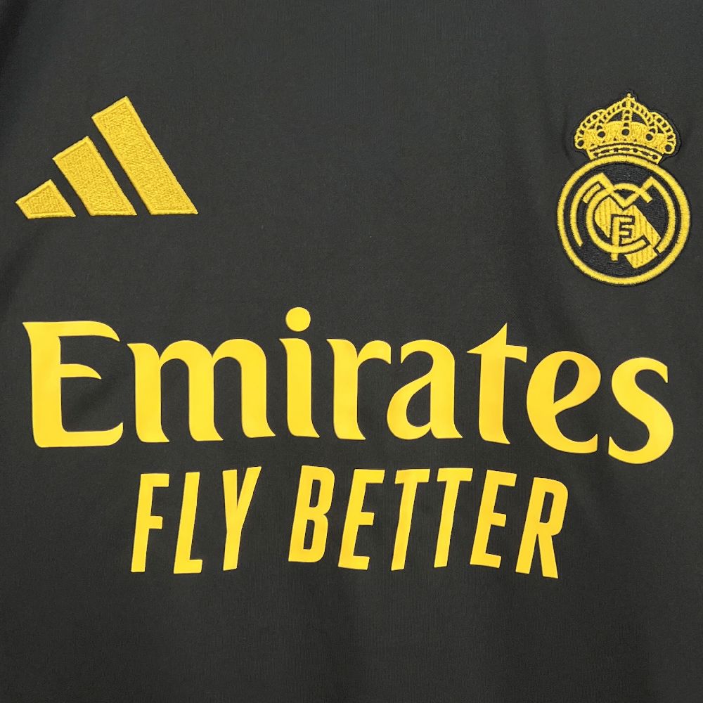 Men's Real Madrid 2025/26 Fan Black and yellow special edition Jersey