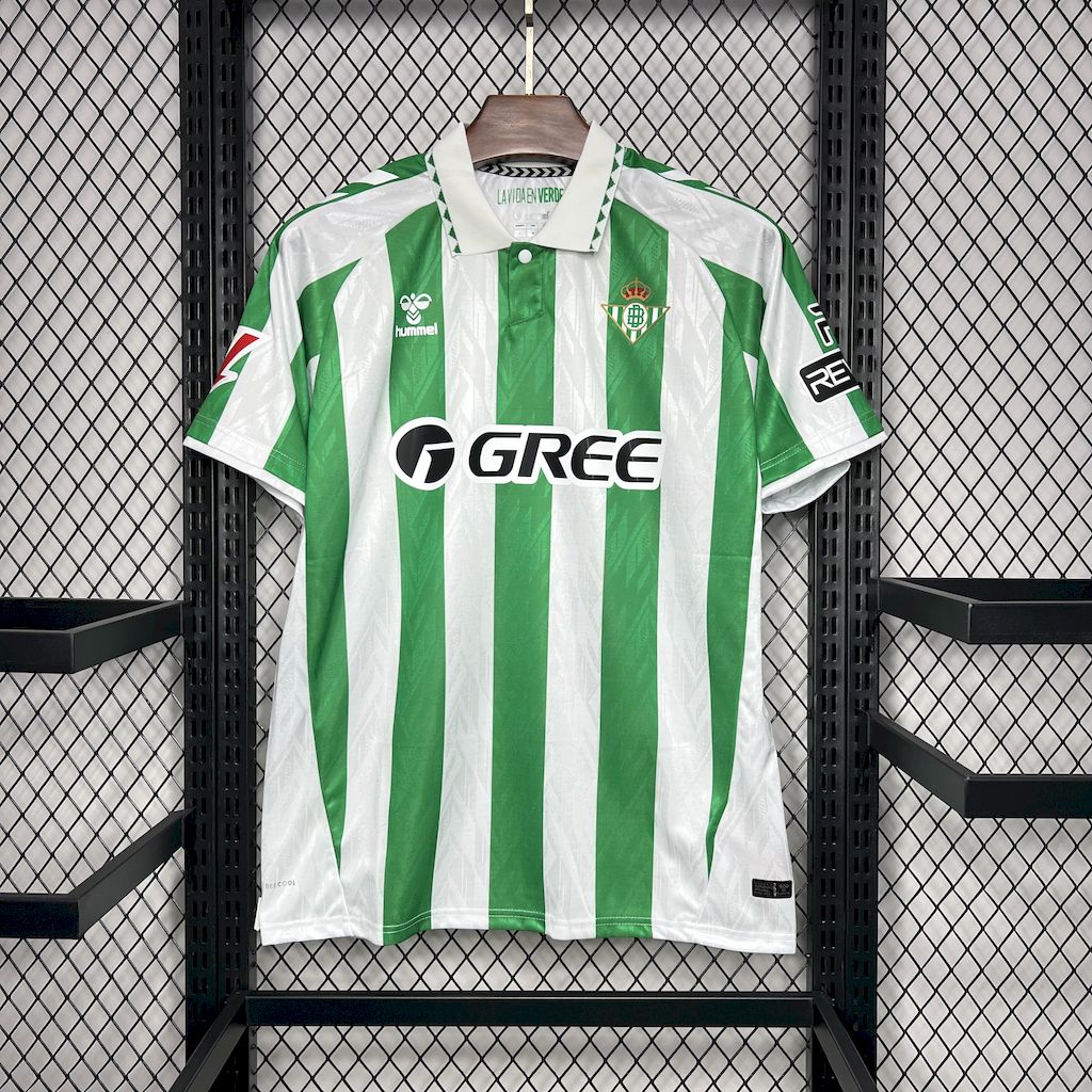 Men’s Real Betis 2024/25 Fan With Sponsors And Patch Home Jersey
