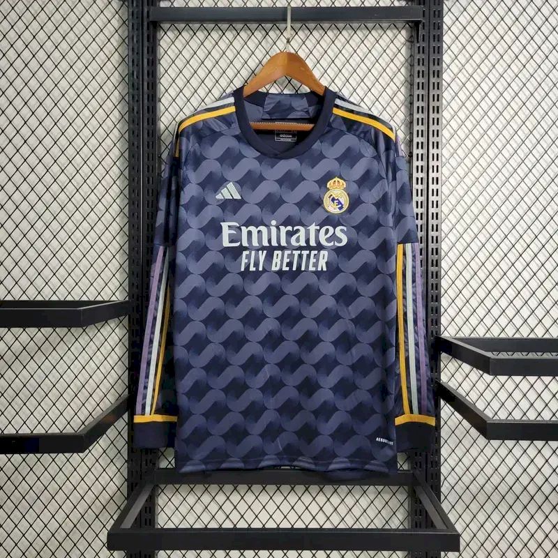 Men's Real Madrid 2023/24 Fan Away Long Sleeves Jersey