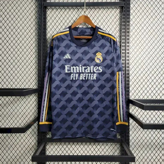 Men's Real Madrid 2023/24 Fan Away Long Sleeves Jersey