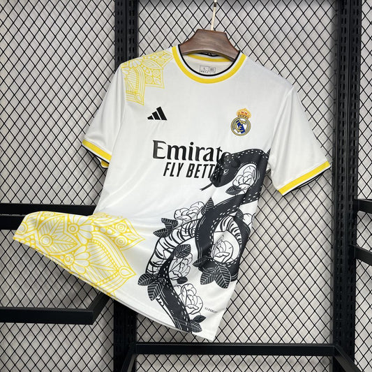 Men's Real Madrid 2024/25 White and Black Mamba special edition Jersey