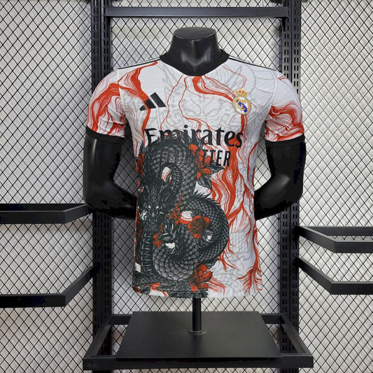 Men’s Real Madrid 2025/26 Player White Black Dragon special edition Jersey