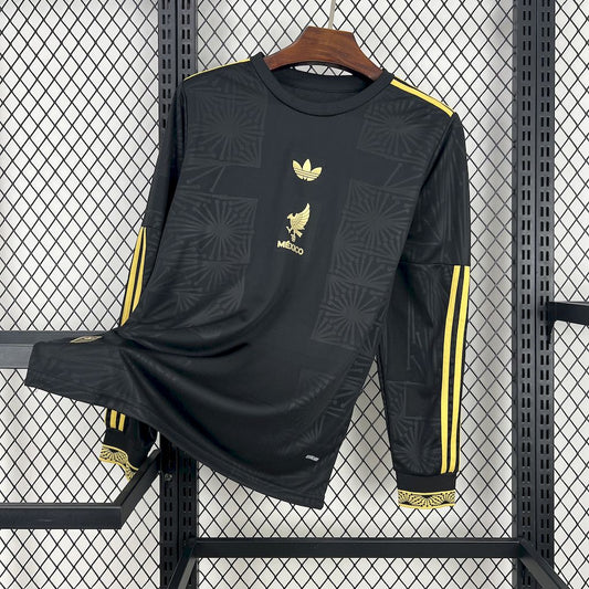 Men's Mexico 2025/26 Gold - Black Long Sleeve Jersey