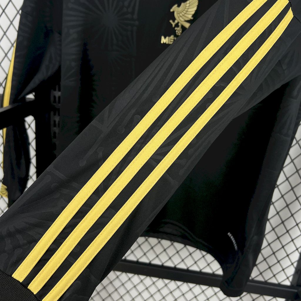 Men's Mexico 2025/26 Gold - Black Long Sleeve Jersey