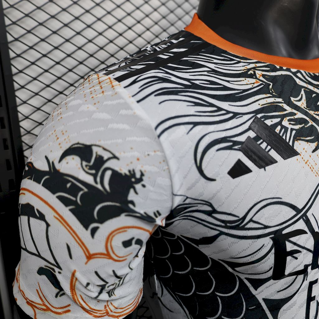 Men's Real Madrid 2025/26 Player Black and white dragon version Jersey