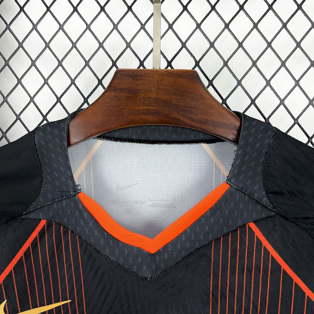 Men’s Barcelona 2025/26 black orange special edition Jersey (With Champions League)