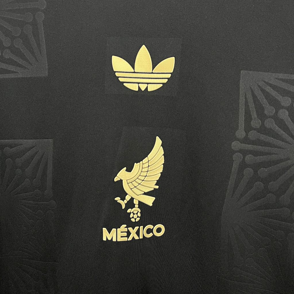 Men's Mexico 2025/26 Gold - Black Long Sleeve Jersey