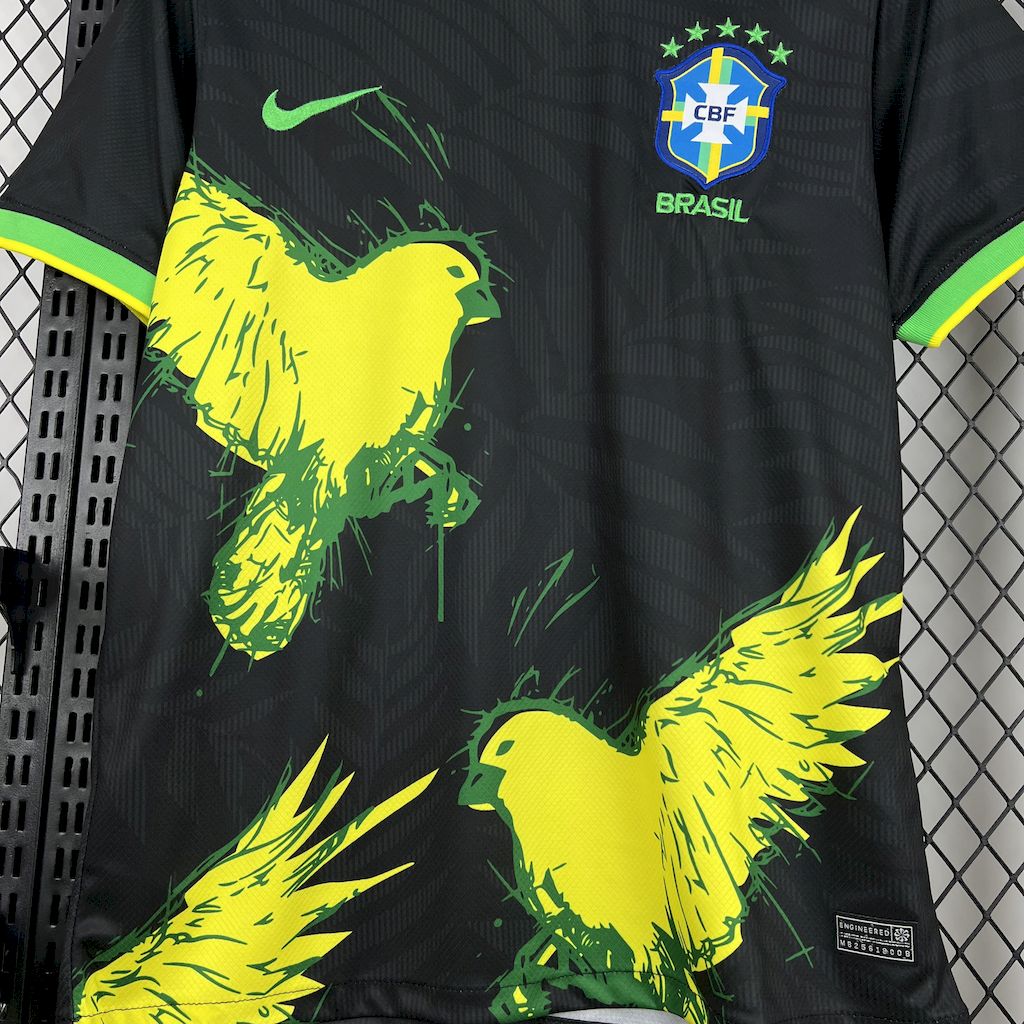 Men's Brazil 2025/26 Dove Edition Black Jersey