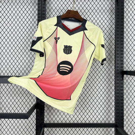 Men’s Barcelona 2025/26 Fan yellow pink special edition Jersey (With Champions League)