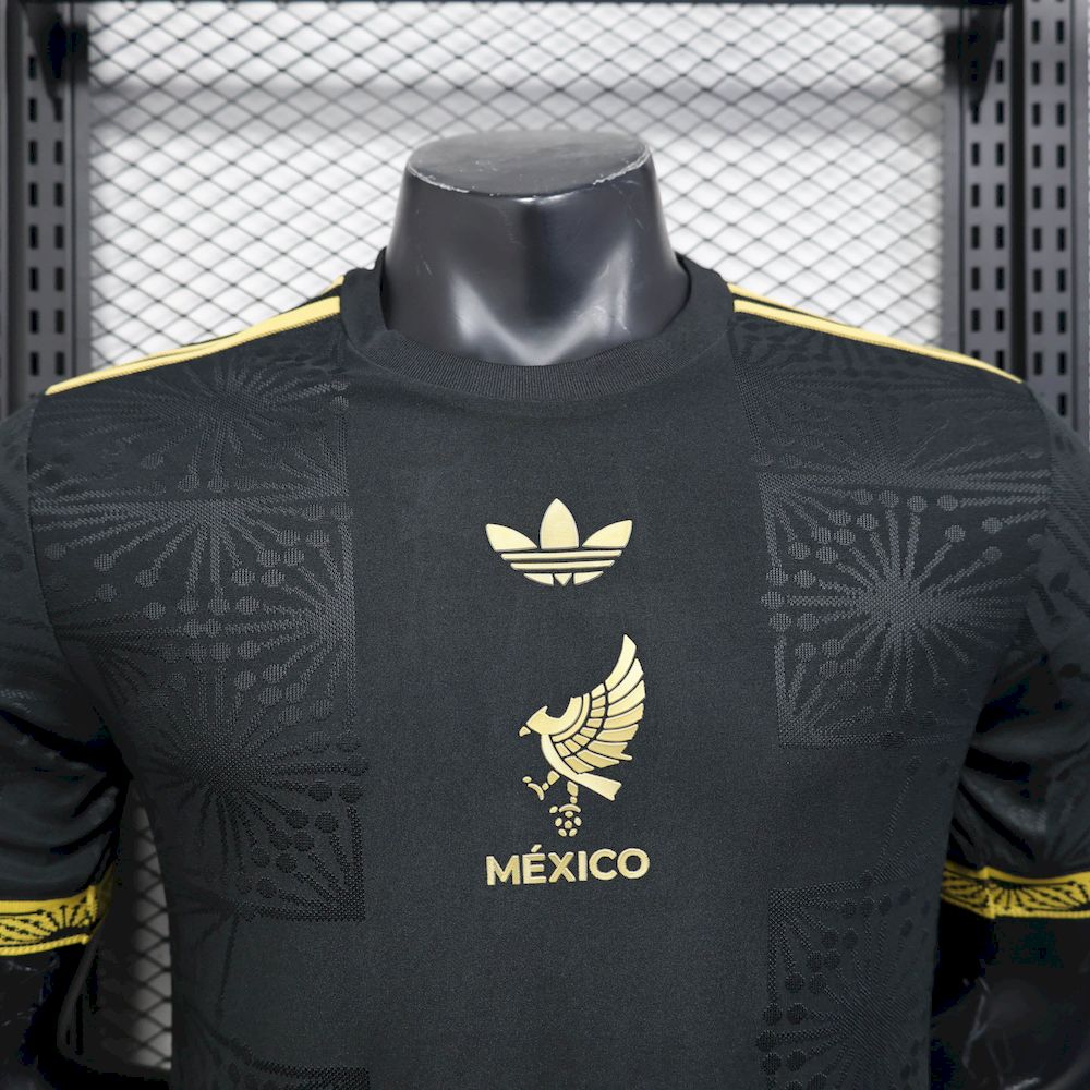 Men's Mexico 2025/26 Player Gold - Black Jersey