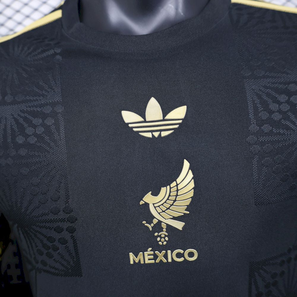 Men's Mexico 2025/26 Player Gold - Black Jersey