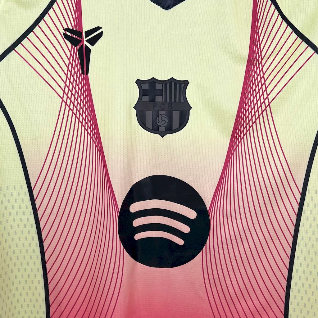 Men’s Barcelona 2025/26 Fan yellow pink special edition Jersey (With Champions League)