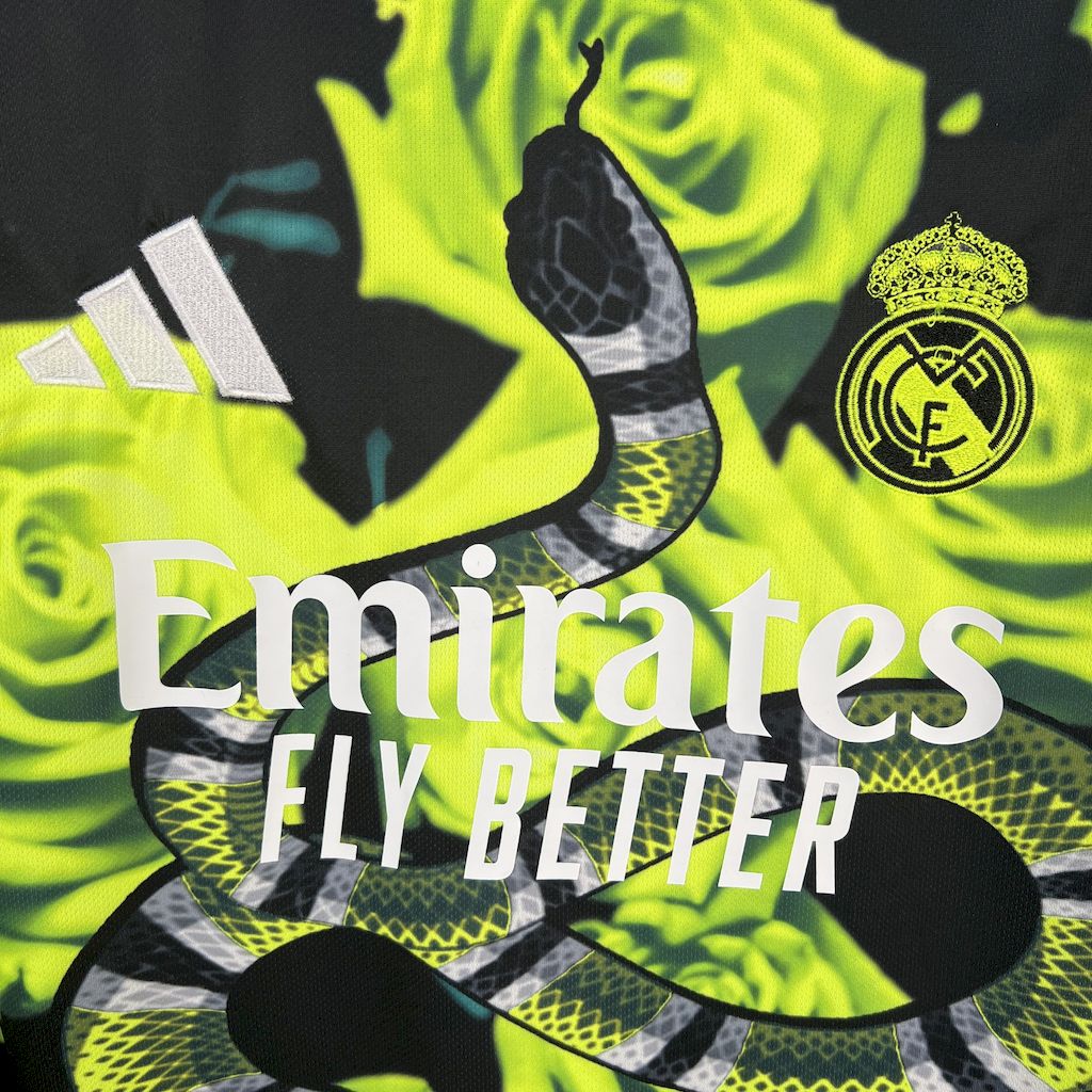 Men’s Real Madrid 2025/26 Fan Green Rose Bamboo Leaf Green Jersey