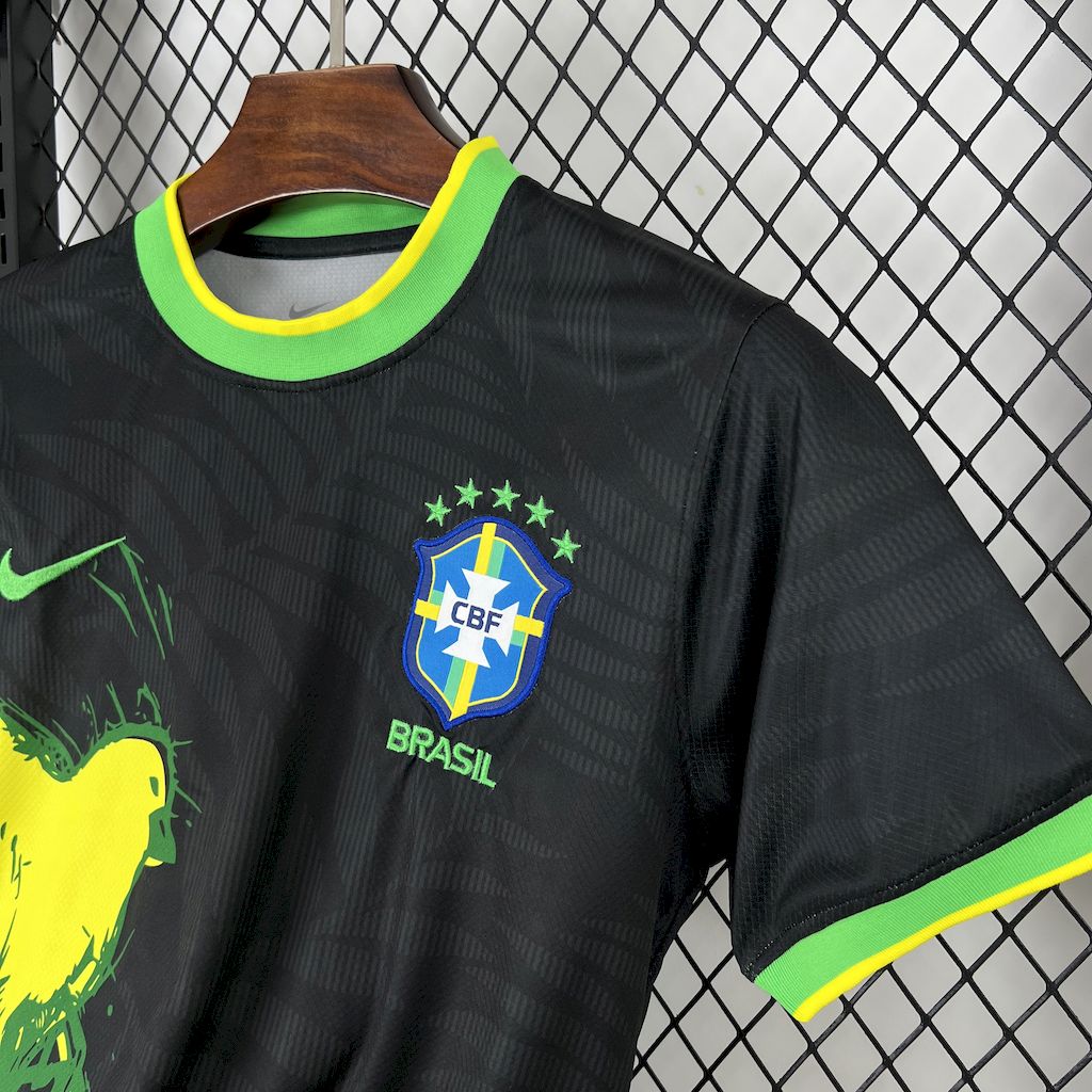 Men's Brazil 2025/26 Dove Edition Black Jersey