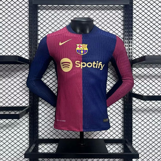 Men’s Barcelona 2024/25 Player Home Long Sleeves Jersey
