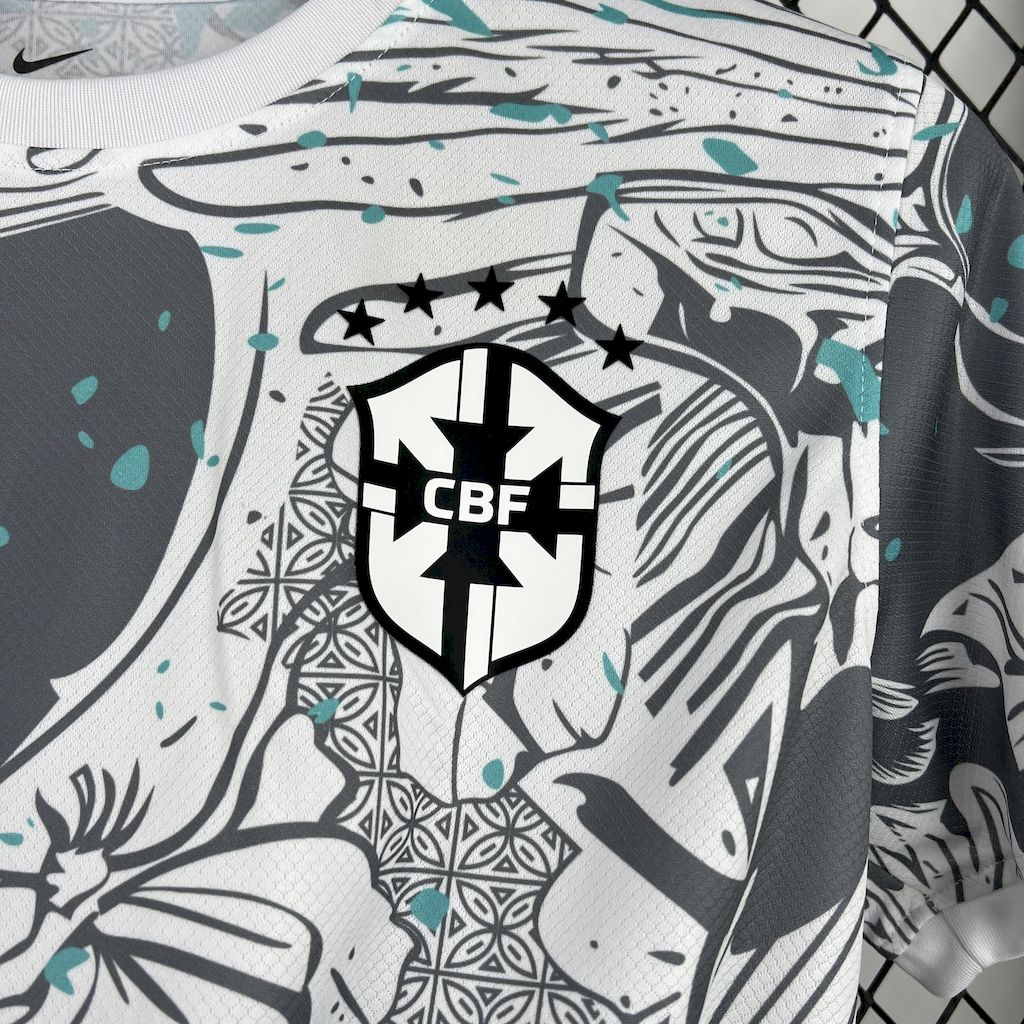 Men's Brazil 2025/26 White Parrot Edition Jersey