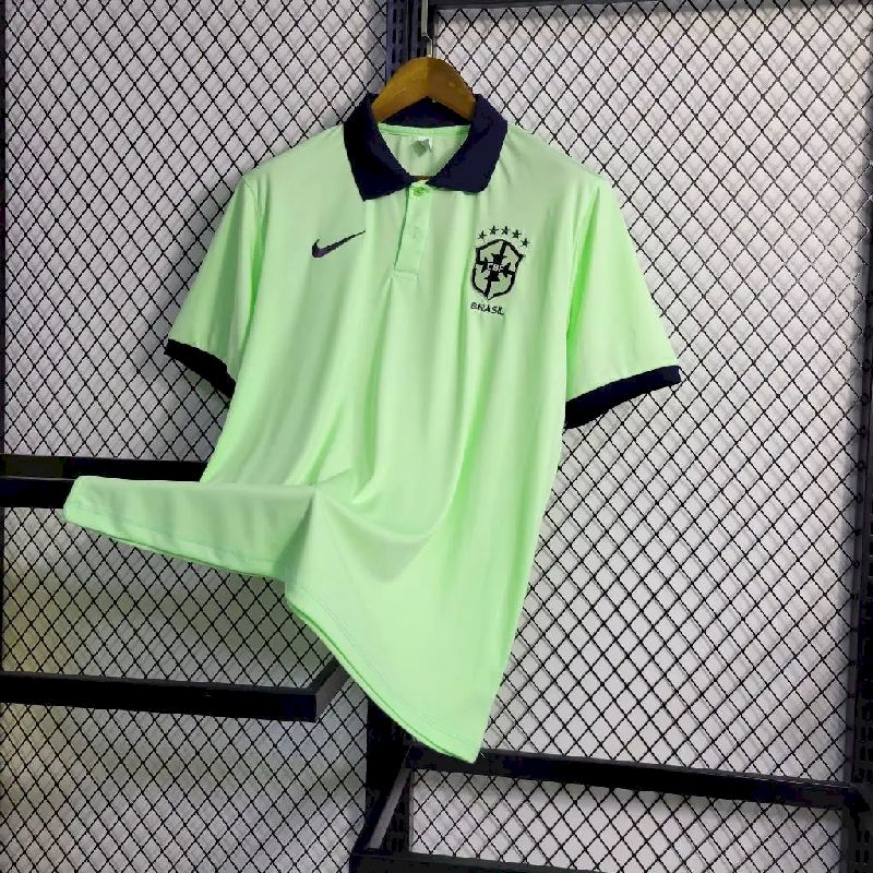 Men's Brazil 2023/24 Light Green Polo Jersey