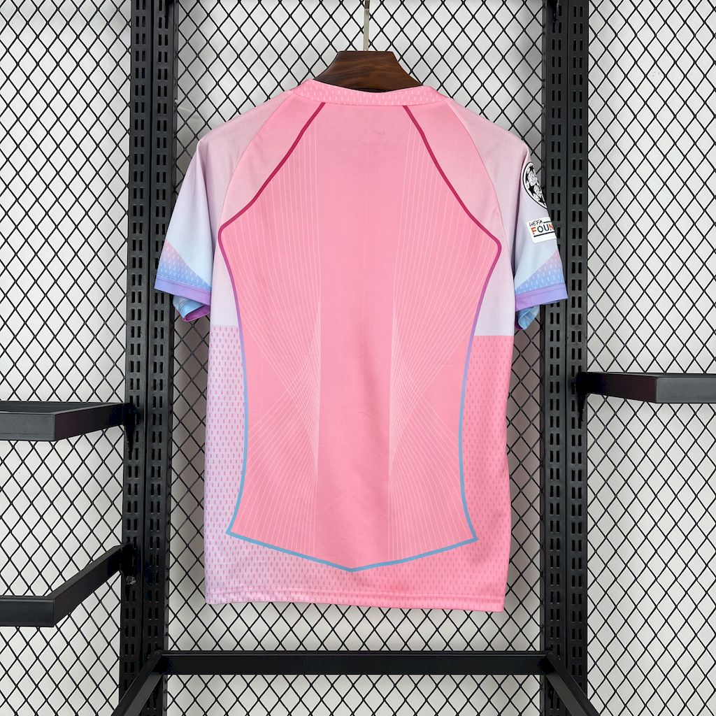 Men’s Barcelona 2025/26 Fan pink special edition Jersey (With Champions League)