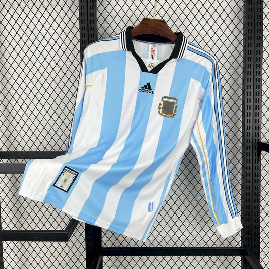Argentina 1998 Retro Home Long Sleeve Jersey
