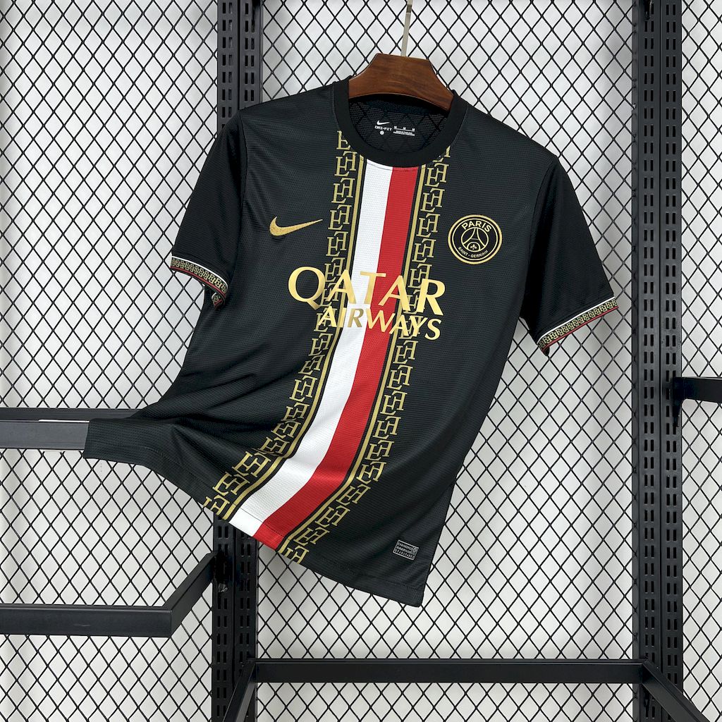Men's Paris Saint-Germain 2025/26 Black and Gold Edition Jersey